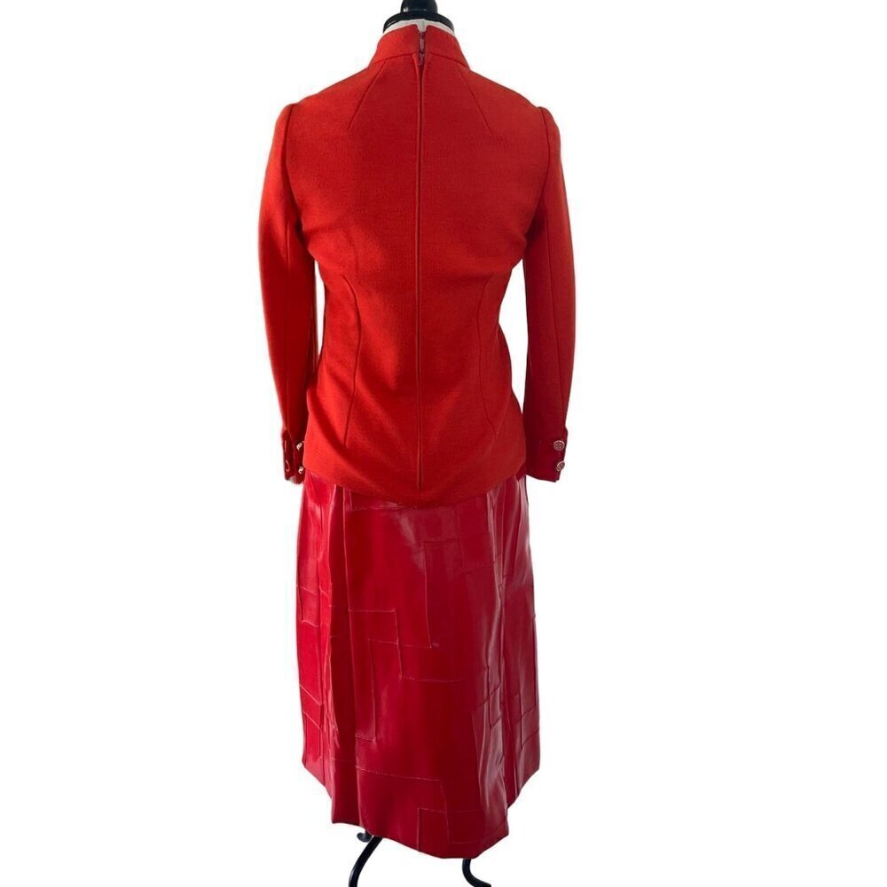 Ronald Amey Vintage Womens Skirt and Top Set Size XS Red Pockets Couture Wool - Picture 2 of 10